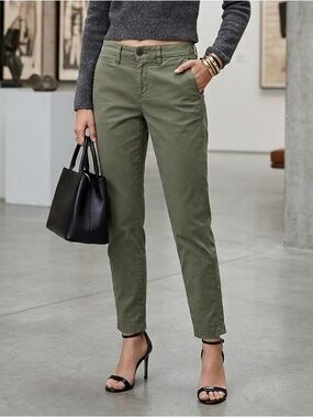 American Eagle Outfitters Olive Cropped High-Rise Jeans